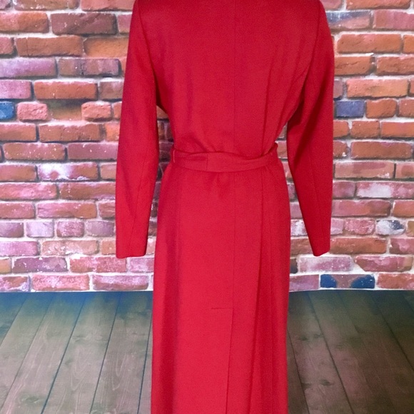 VS Moda International Red Wool Coat w/ Fur Collar - Picture 3 of 5